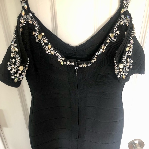 BEADED Cold Shoulder Bodycon Dress - Picture 6 of 10